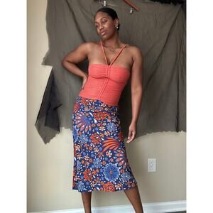 Sigrid Olsen Retro Floral Midi Skirt Size Small